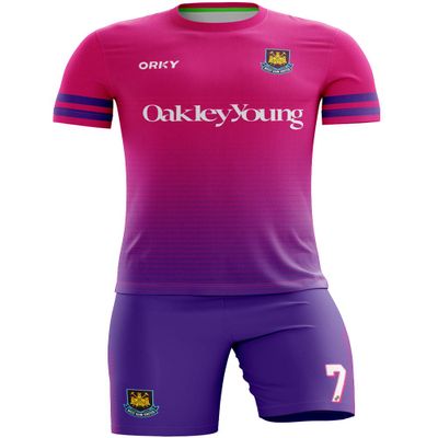 ORKY Personalize Soccer Jersey with Short, Men Kids Customize Name Number Uniform for School Team, Unique Stripe Design(Purple,4XL)