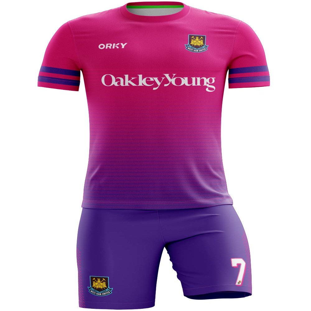 ORKY Personalize Soccer Jersey with Short, Men Kids Customize Name Number Uniform for School Team, Unique Stripe Design(Purple,4XL)