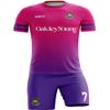 ORKY Personalize Soccer Jersey with Short, Men Kids Customize Name Number Uniform for School Team, Unique Stripe Design(Purple,4XL) view 1