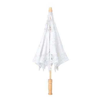 TOPINCN Embroidery Parasol, Handmade Photography Umbrella with Lace Flower, Vintage Wedding Bridal Lace Umbrella for Decoration Photo Lady Costume (L-white)