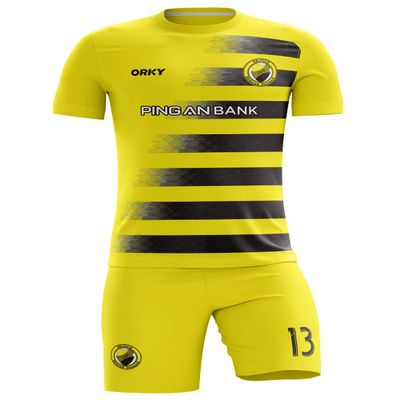 ORKY Custom Soccer Jersey with Short Men Kids Women USA Football Team Uniform, Personlize Name Number Shirt (Yellow,120cm)