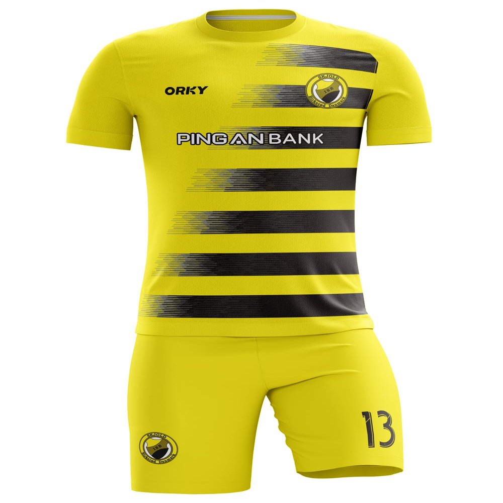 ORKY Custom Soccer Jersey with Short Men Kids Women USA Football Team Uniform, Personlize Name Number Shirt (Yellow,120cm)