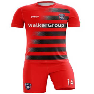 ORKY Custom Soccer Jersey with Short Men Kids Women USA Football Team Uniform, Personlize Name Number Shirt (Red,130cm)
