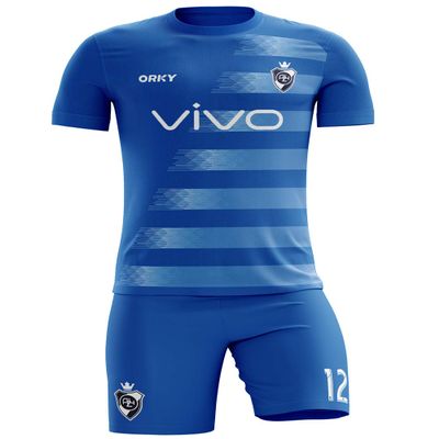 ORKY Custom Soccer Jersey with Short Men Kids Women USA Football Team Uniform, Personlize Name Number Shirt (Blue,130cm)