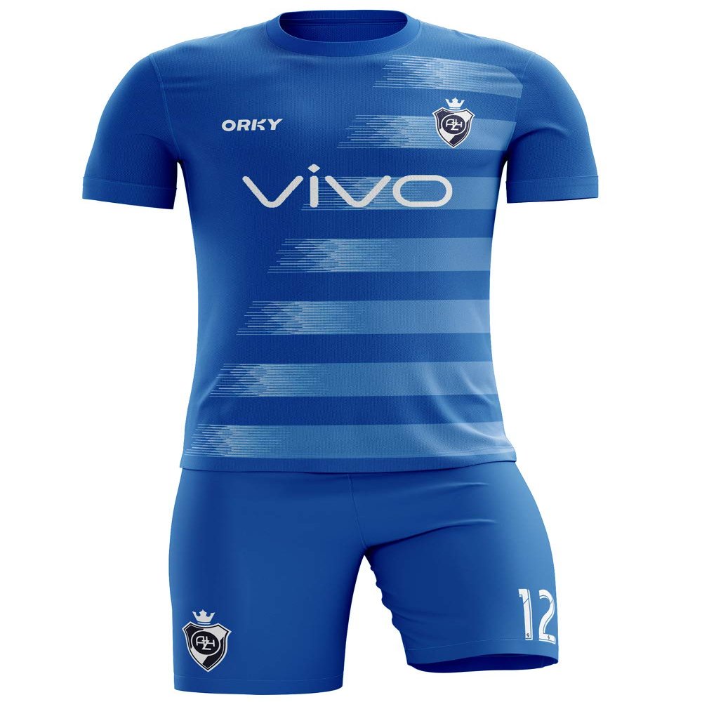 ORKY Custom Soccer Jersey with Short Men Kids Women USA Football Team Uniform, Personlize Name Number Shirt (Blue,130cm)