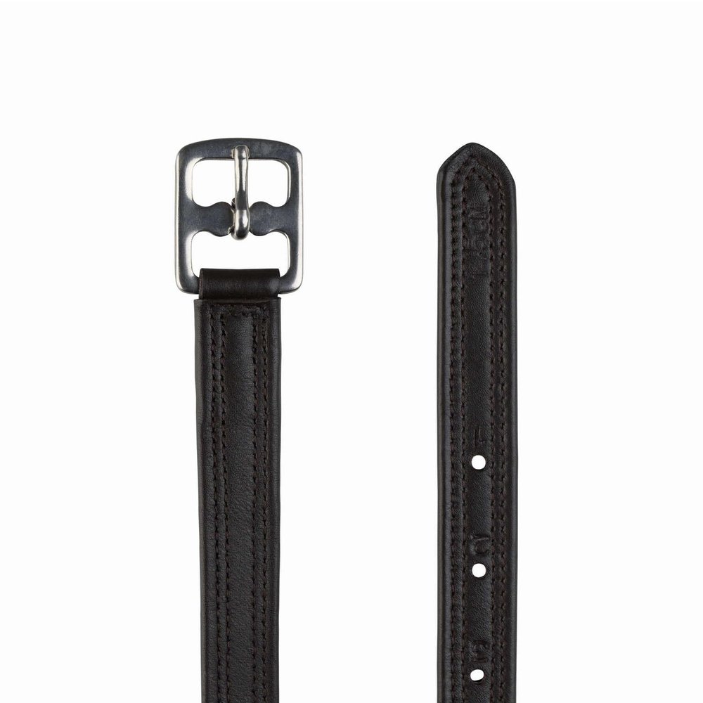 HORZE Double Stitched Adjustable Stirrup Leathers with Nylon (Pair) - Dark Brown - 63 in