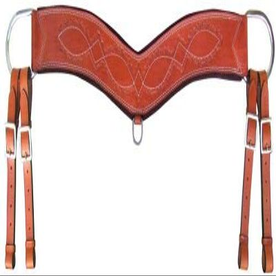 Showman Barbwire Tooled Tripping Collar Measures 4 inch Wide.