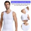 Fhspw Slimming Compression Shirt Men Sleeveless Tummy Control Gynecomastia Vest Workout Tank Top Body Shaper Undershirt White view 4