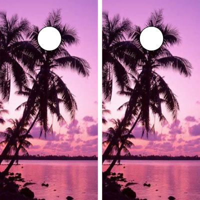 GRAPHIX EXPRESS C163 Palm Trees Beach Cornhole Board WRAP Wraps Laminated Board Boards Decal Set Decals Vinyl Sticker Stickers Bean Bag Game Vinyl Graphic Tint Image