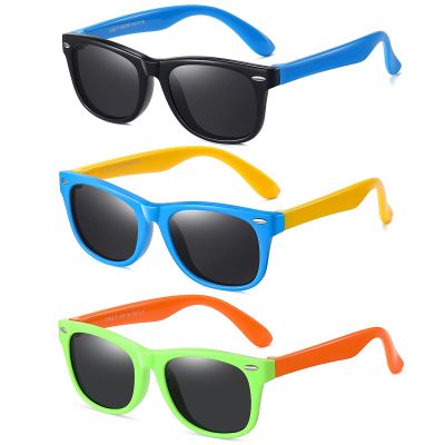 DYLB Kids Polarized Sunglasses for girls boys 3 Pack, Flexible TPEE Rubber Frame for Children Age 3-8.