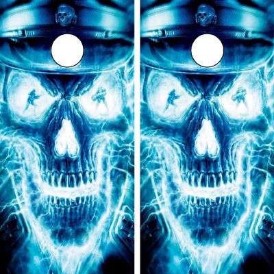 GRAPHIX EXPRESS C27 Flaming Skull Cornhole Board WRAP Wraps Laminated Board Boards Decal Set Decals Vinyl Sticker Stickers Bean Bag Game Vinyl Graphic Tint Image