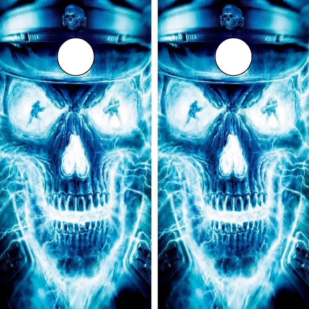 GRAPHIX EXPRESS C27 Flaming Skull Cornhole Board WRAP Wraps Laminated Board Boards Decal Set Decals Vinyl Sticker Stickers Bean Bag Game Vinyl Graphic Tint Image