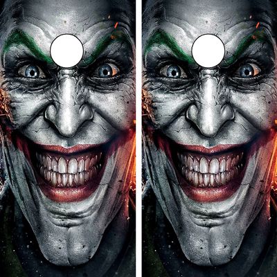 GRAPHIX EXPRESS C24 Evil Clown Cornhole Board WRAP Wraps Laminated Board Boards Decal Set Decals Vinyl Sticker Stickers Bean Bag Game Vinyl Graphic Tint Image