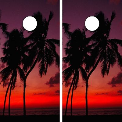 GRAPHIX EXPRESS C164 Palm Trees Beach Cornhole Board WRAP Wraps Laminated Board Boards Decal Set Decals Vinyl Sticker Stickers Bean Bag Game Vinyl Graphic Tint Image