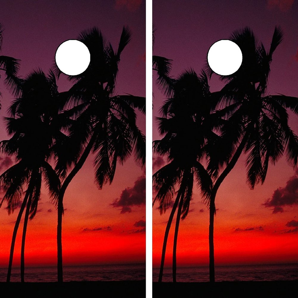 GRAPHIX EXPRESS C164 Palm Trees Beach Cornhole Board WRAP Wraps Laminated Board Boards Decal Set Decals Vinyl Sticker Stickers Bean Bag Game Vinyl Graphic Tint Image