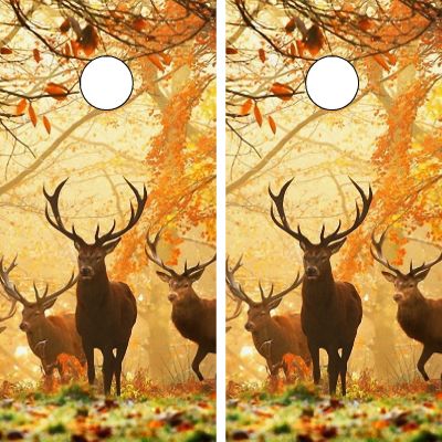 GRAPHIX EXPRESS C111 Deer Cornhole Board WRAP Wraps Laminated Board Boards Decal Set Decals Vinyl Sticker Stickers Bean Bag Game Vinyl Graphic Tint Image