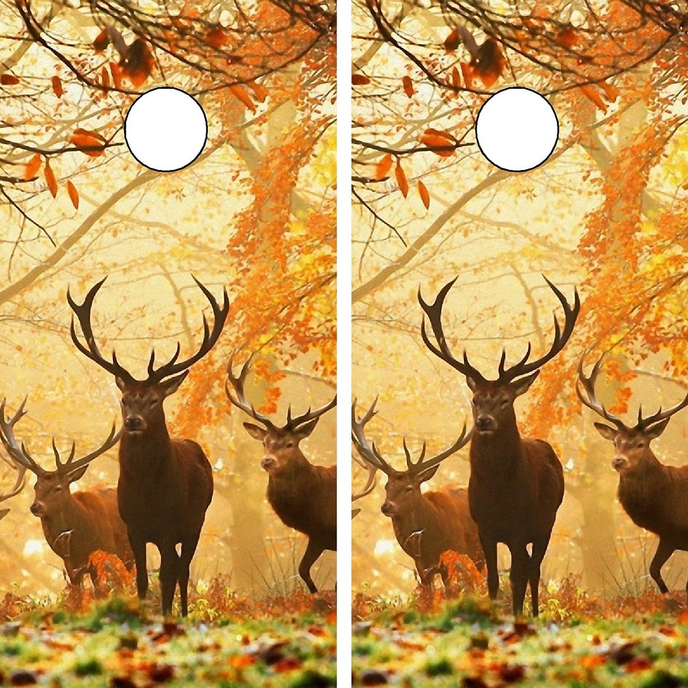 GRAPHIX EXPRESS C111 Deer Cornhole Board WRAP Wraps Laminated Board Boards Decal Set Decals Vinyl Sticker Stickers Bean Bag Game Vinyl Graphic Tint Image