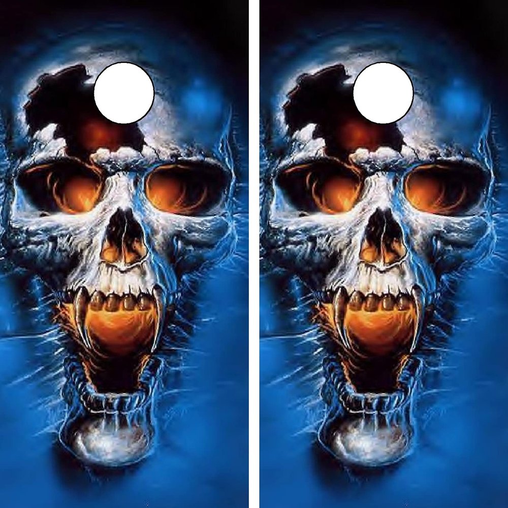 C26 Skull Cornhole Board WRAP Wraps Laminated Board Boards Decal Set Decals Vinyl Sticker Stickers Bean Bag Game Vinyl Graphic Tint Image