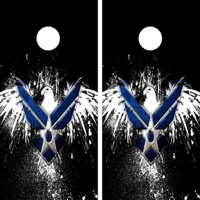 GRAPHIX EXPRESS Cornhole Decals - Blue Vinyl - American Flag - NCAA - 24"x48" - Set of 2