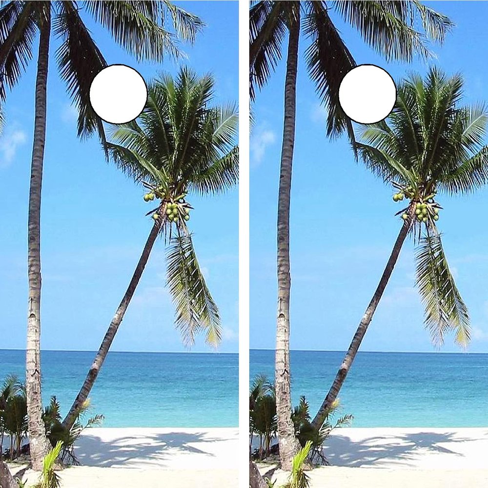 GRAPHIX EXPRESS C166 Palm Trees Beach Cornhole Board WRAP Wraps Laminated Board Boards Decal Set Decals Vinyl Sticker Stickers Bean Bag Game Vinyl Graphic Tint Image