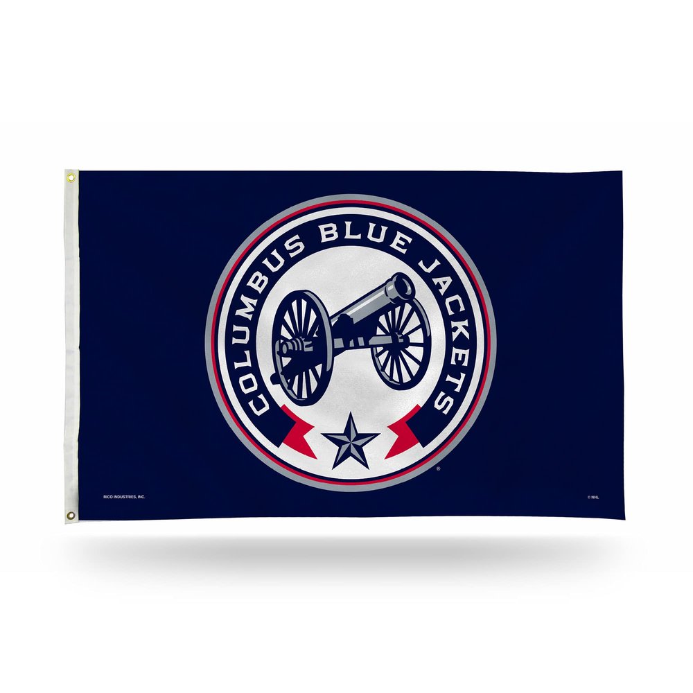 Rico Industries NHL Hockey Columbus Blue Jackets Cannon Circle LogoNavy 3' x 5' Banner Flag Single Sided - Indoor or Outdoor - Home Dcor