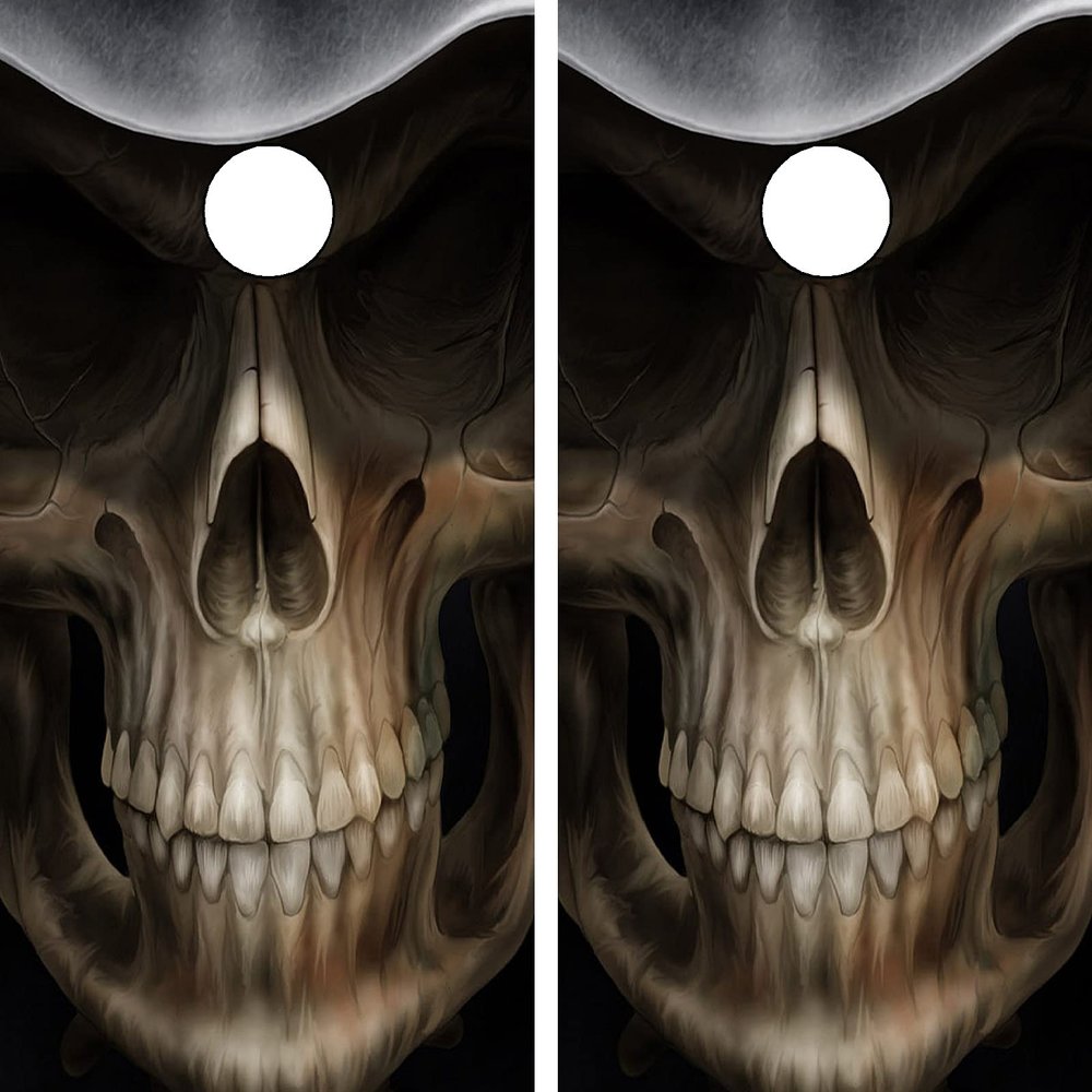 C19 Grim Reaper Skull Cornhole Board WRAP Wraps Laminated Board Boards Decal Set Decals Vinyl Sticker Stickers Bean Bag Game Vinyl Graphic Tint Image