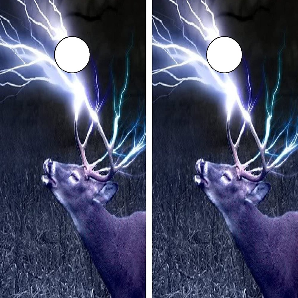 GRAPHIX EXPRESS C105 Deer Lightning Cornhole Board WRAP Wraps Laminated Board Boards Decal Set Decals Vinyl Sticker Stickers Bean Bag Game Vinyl Graphic Tint Image
