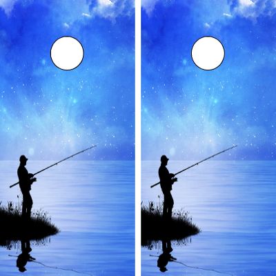 C119 Fishing Fisherman Cornhole Board WRAP Wraps Laminated Board Boards Decal Set Decals Vinyl Sticker Stickers Bean Bag Game Vinyl Graphic Tint Image