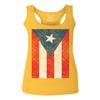 0063. Vintage Bandera Puerto Rico Flag Boricua Rican Nuyorican Women's Tank Top Racerback (Gold X Small) view 1