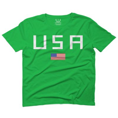 0065. USA American Flag United States of America Patriotic Military Style for Men T Shirt (Irish Green 2X-Large)