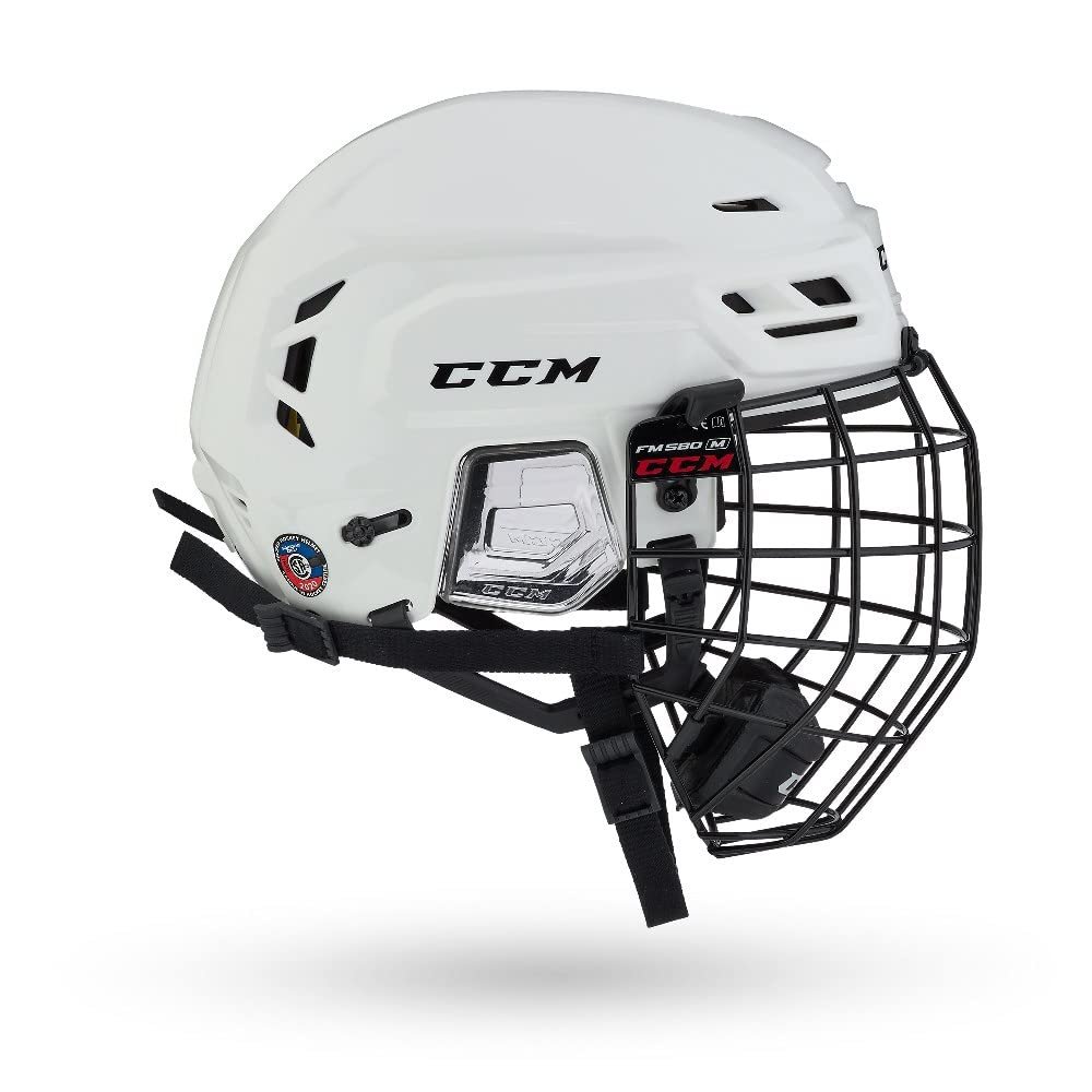 CCM Tacks 210 Hockey Helmet Combo with Cage (White, Small)