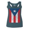0063. Vintage Bandera Puerto Rico Flag Boricua Rican Nuyorican Women's Tank Top Racerback (Indigo Blue Large) view 1