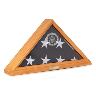 Bey-Berk Custom Personalized US Army American Flag Display Case for 5' x 9.5' ft Funeral or Burial Flag (Oak)