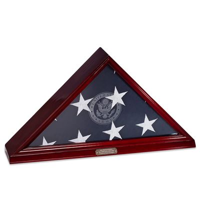 Bey-Berk Custom Personalized US Army American Flag Display Case for 5' x 9.5' ft Funeral or Burial Flag (Mahogany)