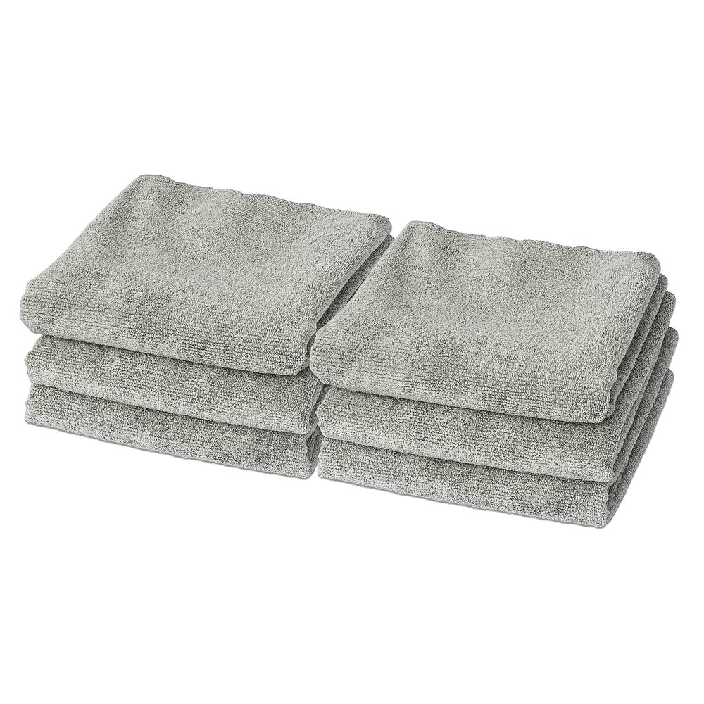 Eurow Microfiber Gym Towels, Super Absorbent & Quick Drying Sweat Towels for Fitness, Sports, Yoga, Workout, Sauna, Face & Equipment, Soft & Reusable,16x27 Inches, 6-Pack, Gray