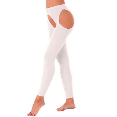 Oyolan Womens High Waisted Hollow Out Footed Stockings Stretchy Suspender Pantyhose Slim Fit Bodystockings Type A White One Size