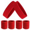 ASTER 6Pieces Red Sweatband Set, Sports Headband Wristband Set, Including 2Pcs Sports Headband and 4Pcs Sweat Wristband, Moisture Wicking Absorbing Red Sweat Band for Men and Women view 1