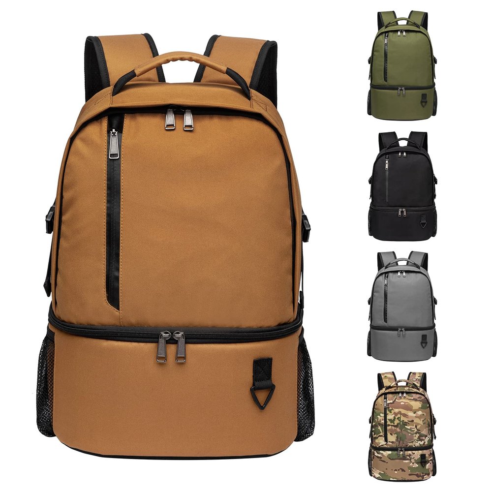 TUGUAN Insulated Cooler Backpack 38/42 Cans Double Deck Leakproof Lightweight Soft Lunch Backpack Small Cooler Bag Beach Picnic, Brown