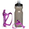 Bike Water Bottle Holder Combo - 20 Oz Squeeze Bottle & Bicycle Mount Cage Rack, No Screws Needed, Durable Alloy - Fits All Handlebar Bikes & MTB Mountain Road - for Adults, Kids (Purple) view 1