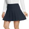 EXCHIC Women's High Waist Pleated Skater School Tennis Skirts (L, Navy Blue) view 3