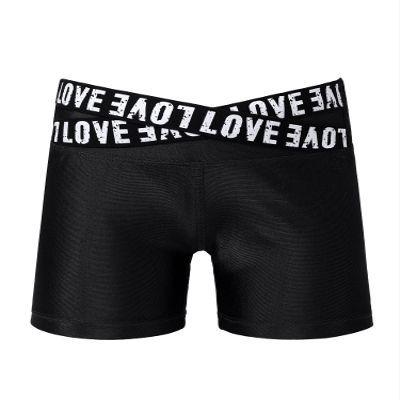 Hansber Kids Girls Boycut Shorts Solid Color Sports/Dance/Gymnastics Athletic Bottoms Summer Hot Pants Letter Black 4