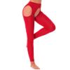 Oyolan Womens High Waisted Hollow Out Footed Stockings Stretchy Suspender Pantyhose Slim Fit Bodystockings Type A Red One Size view 2