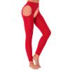 Oyolan Womens High Waisted Hollow Out Footed Stockings Stretchy Suspender Pantyhose Slim Fit Bodystockings Type A Red One Size view 3