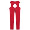 Oyolan Womens High Waisted Hollow Out Footed Stockings Stretchy Suspender Pantyhose Slim Fit Bodystockings Type A Red One Size view 4
