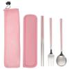 Cabilock 1set Stainless Steel Camping Cutlery Set Portable Storage Bag Includes Chopsticks Spoon and Fork for Travel Picnics and Outdoor Activities view 1