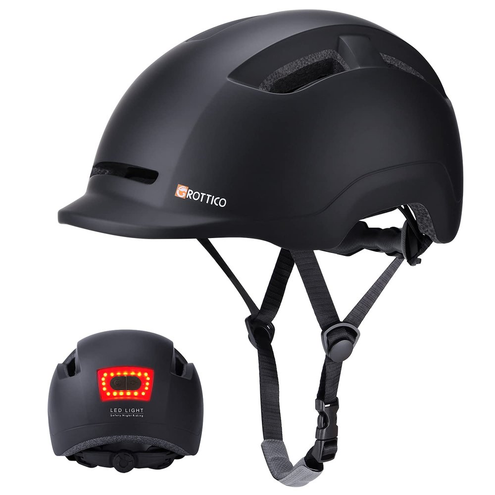 GROTTICO Adult Bike Helmet with Light - Dual Certified for Bicycle Scooter Skateboard Road Cycling Skating Helmet