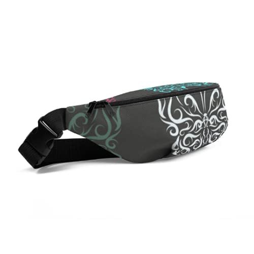 Fanny Pack- Gray Butterfly - Fanny Pack for Women Designer Nature Fanny Pack Hip Purse Large City Bag Hip Bag Bum Bag Lightweight Travel Purse Phone Bag, Multi, MediumLarge (1922614_9987)