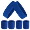 ASTER 6Pieces Blue Sweatband Set, Sports Headband Wristband Set, Including 2Pcs Sports Headband and 4Pcs Sweat Wristband, Moisture Wicking Absorbing Blue Sweat Band for Men and Women Sport Fitness view 1