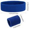 ASTER 6Pieces Blue Sweatband Set, Sports Headband Wristband Set, Including 2Pcs Sports Headband and 4Pcs Sweat Wristband, Moisture Wicking Absorbing Blue Sweat Band for Men and Women Sport Fitness view 4