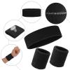 ASTER 6Pieces Black Sweatband Set, Sports Headband Wristband Set, Including 2Pcs Sports Headband and 4Pcs Sweat Wristband, Moisture Wicking Absorbing Black Sweat Band for Men and Women view 3
